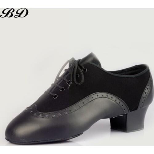 TOP Dance Shoes Mens Latin SALSA GB Snakeskin Ballroom Shoe Pattern Cowhide Oxford Cloth vamp Two-point Sole BD 458 HEEL 4.5 CM