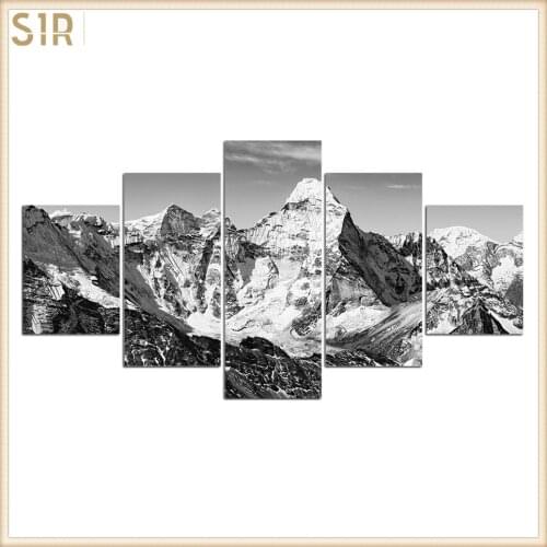 HD 5 Pieces Scenic Snow-capped and Lakes Pictures Posters Wall Art Home Decor for Living Room Painting Wall Art Anime Poster