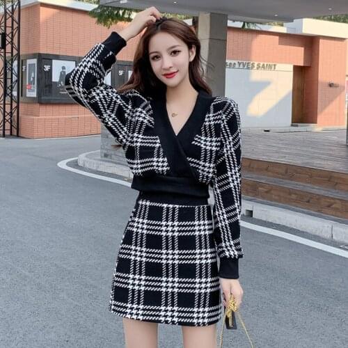 New ladies temperament fried street small incense style skirt fashion goddess knitted two-piece skirt