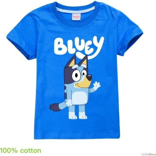 2-13Y Baby Teens T-Shirts Anime Bingo Bluey Summer Short Sleeve Children Printed Casual Tops Boys Girl Kids Birthday Clothes