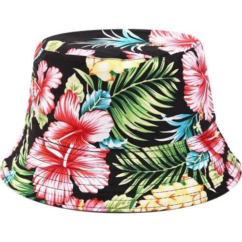Vintage Flower Print Bucket Hat Women Fisherman Hat Summer Beach Sun Hats Reversible Fishing Caps For Women