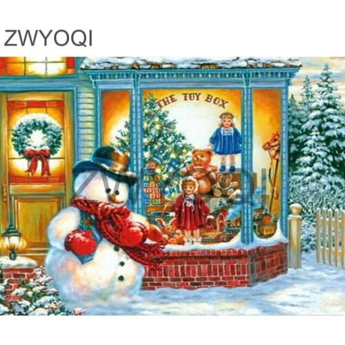 Full Round Diamond mosaic Snowman scenery 5DDIY Diamond painting Full Square Diamond embroidery Cross stitch Snowman scenery hat
