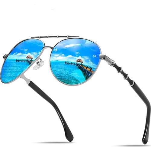 Al-mg Alloy Bamboo Spring Legs Oversized Pilot Polarized Sunglasses Custom Made Myopia Minus Prescription Polarized Lens -1 To-6
