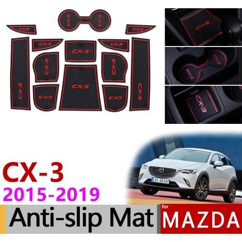 Anti-Slip Gate Slot Mat Rubber Coaster for Mazda CX-3 2015 2016 2017 2018 2019 CX3 CX 3 Accessories Car Stickers Car Styling
