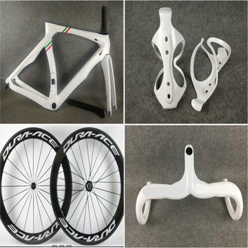 Sale RB1K THE ONE Flag Italy Road Carbon Bike Frame and 60mm Wheelset Carbon Handlebar White Bottle cages