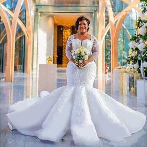 Luxury Wedding Gowns 2019 robe de mariee Long Wedding Gown Vestido de noiva Mermaid Appliques Bride Dresses Custom Made