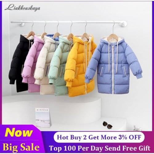 4-15 Y Warm Winter Jackets Girls 2020 Brand Hooded Jacket Girls -30 Russian Coats Teenage Cotton Parkas Outerwear Long Clothes