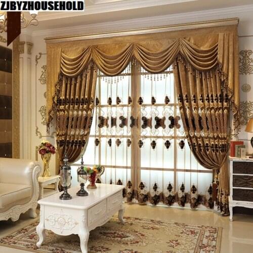 Chenille Curtains for Living Room Embroidered European Curtains for Bedroom Window Valance Curtains Tulle