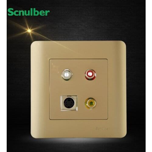 86mm AV-S standard champagne RGB AV audio video with S terminal wall switch socket