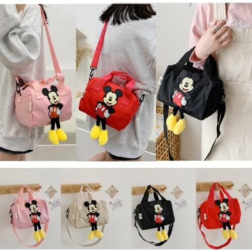 Disney Shoulder Bag for Women Girl Mickey Mouse Nylon Crossbady Bag Female High Capacity Portable Handbag 3D Cartoon Pouch Gift