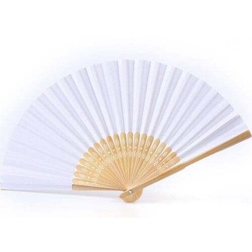 Wedding Party Favor Decoration 21 cm Wedding White Color Paper Hand Fan Free Shipping LX2589