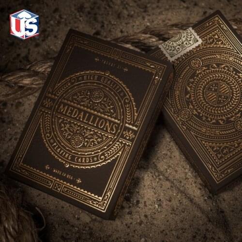 Theory 11 Medallions Playing Cards USPCC Medallion Signature Edition Deck Gold Embossed Box Poker Magic Cards Magic Tricks Props