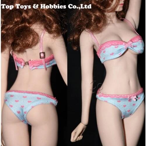 In Stock 1/6 Scale Female soldier underwear TBLeague three-point underwear bikini red wave point Lace swimsuit