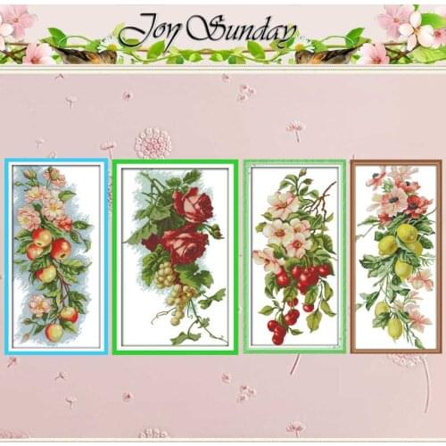 Cherry Grapes roses Flowers apples counted Cross Stitch 11CT 14CT Cross Stitch Set DIY Cross-stitch Kit Embroidery Needlework