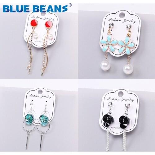 Pearl Earrings Elegant Luxury Women Fashion Geometric Dangle Jewelry Accessories Drop Long Korean Metal Earrings Pendant