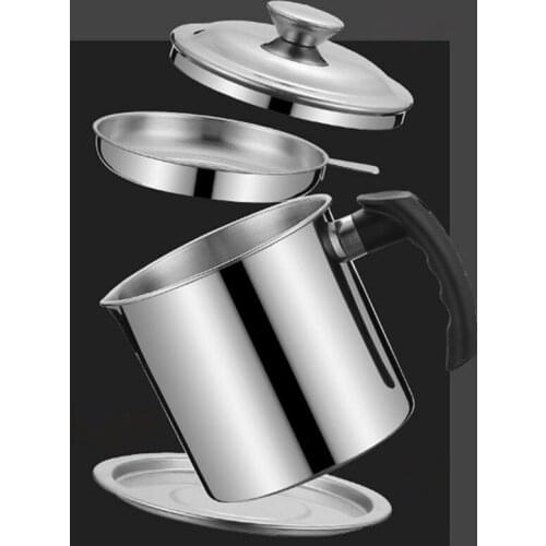 1.3LKitchen Cooking Tool Oil Filter Storage Can Grease Strainer Pot Oil Strainer Container Restaurant Dispenser Kitchen Supplies