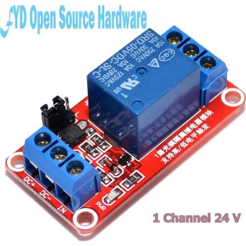 1pcs 1 Channel 24V Relay Module Board Shield With Optocoupler Support High And Low Level Trigger Power Supply Module for arduino