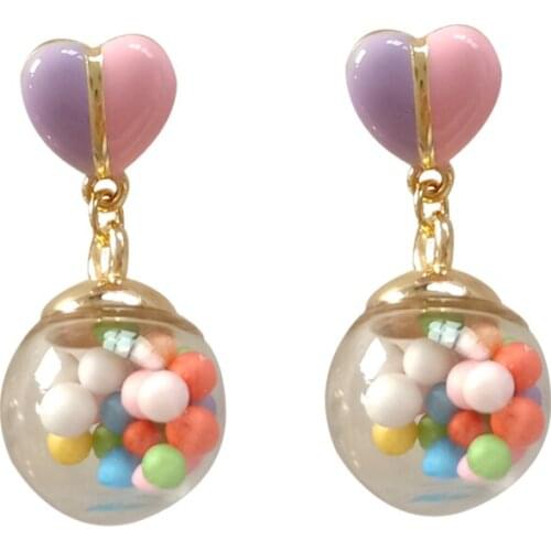 10 pair/lot fashion women jewelry accessories metal enamel heart beads ball earrings