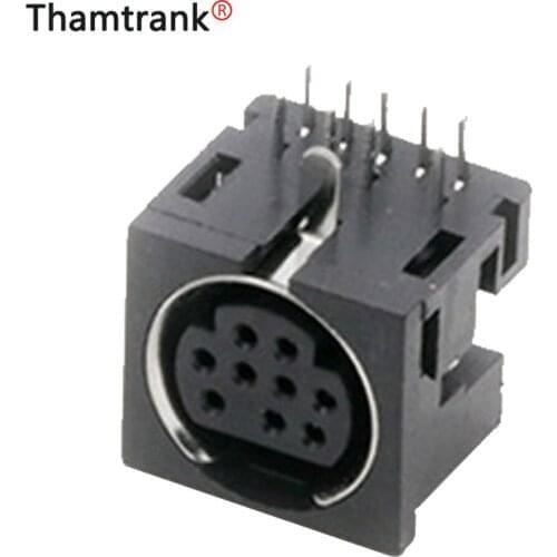 10PCS MINI DIN S Terminal PCB Panel Mount Socket Connector 9PIN DIP Instrument Socket Micro Power Jack Audio Device Connector