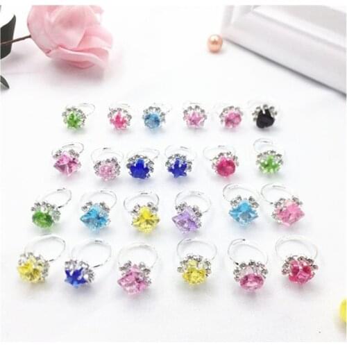 10pcs Bulk Childrens Peach Heart Boxed New Ring Big Gemstone Fashion Girl Simulation
