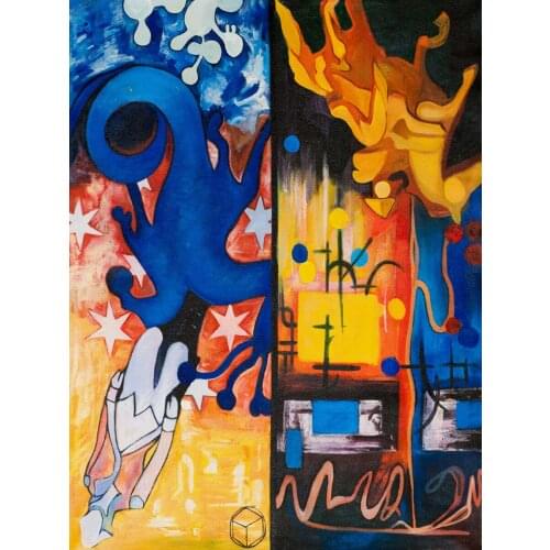 100% Handpainted Famous Abstract Art Painting - Rebirth and Falling by Jeffery F. Pierson, Unframed Canvas Abstract Oil Painting