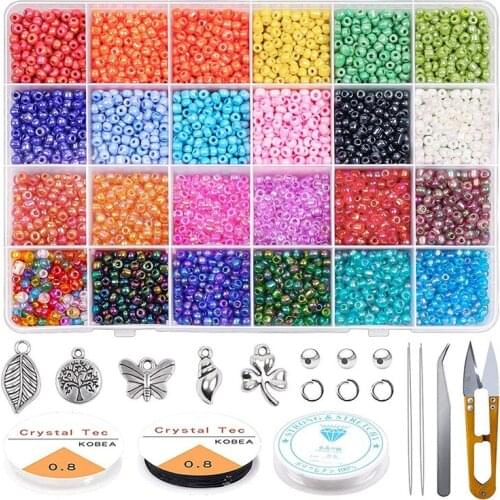 12000 Pcs Glass Seed Beads Small Craft Beads for DIY Bracelet Necklaces Crafting Jewelry Making Supplies