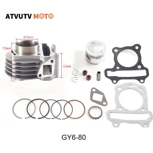 47mm Big Bore Cylinder Kit Rebuild Kit With Piston Kit For GY6 80CC Chinese Scooter Moped ATV Go-Kart