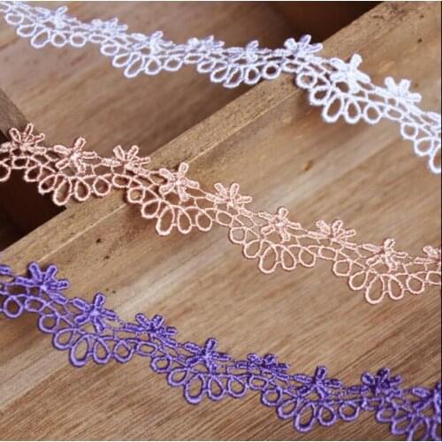 5 Meters Beautiful Embroidered Lace Trim Purple Skin Water Soluble Lace Ribbon for sewing accessories Wedding Party Decoration