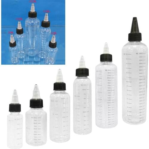 5pcs 30/60/100/120/250/500ml Tattoo Bottle with Twist Cap + Scale Supply