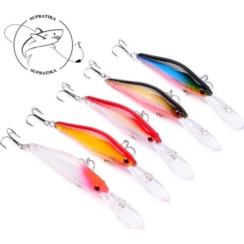 5pcs/lot 100mm/7G 3D Eyes Artificial Lifelike Minnow Fishing Bait Lure With Hook Long Tongue Wobbler Crankbait Fishing Hard Bait