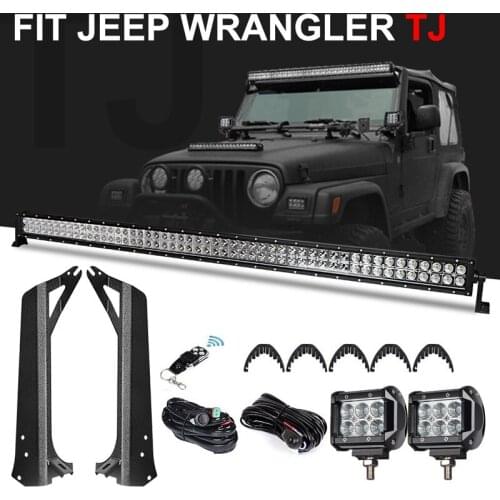 50 inch 288W Offroad Classic Led Light Bar 4 inch work light Mounting Brackets for Jeep Wrangler TJ 97-06 Kit Windshield Light
