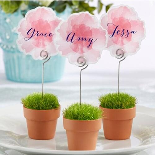 60pcs/lot "Garden Party" Flowerpot Design Place Card Holders Spring Wedding Favors Table Centerpiece Favor FREE SHIPPING