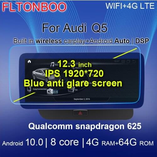 10.25 IPS Android Car Gps Navigation Biult in Wireless Carplay Fit for Audi Q5 2009 -2017 Car Multimedia 4G LTE Funtion