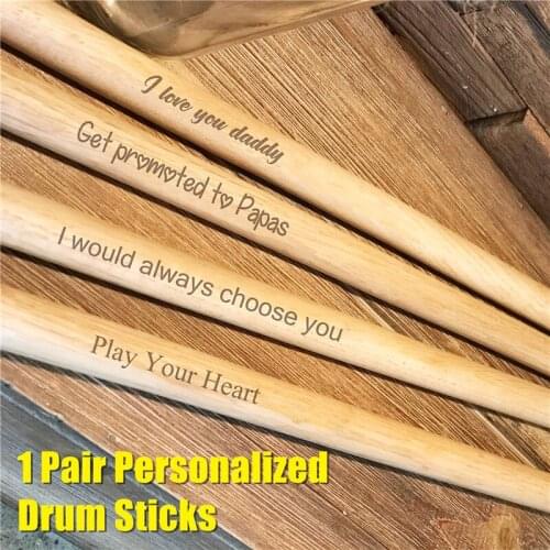 Drumsticks 1 Pair Personalized Custom Drummer Gift Size 5A Laser Engraved Maple Tips Wood Drum sticks Musician Dropshipping -15