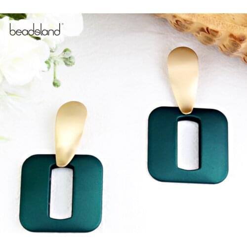 Beadsland Acetic Acrylic Drop Earrings Square Hollow Design Fashion Ethnic For Woman Girl Party Festival Hot Sell Gift 40276