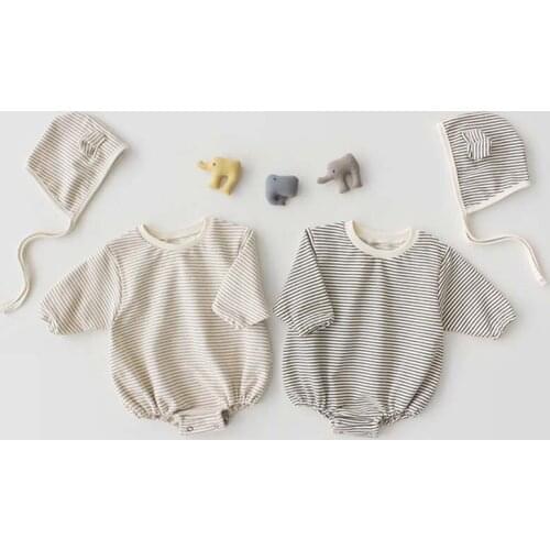 Pure Cotton Long-sleeved Crawling Bodysuits South Korean Autumn Baby Boys Girls Clothes With Hats And One-piece Clothes