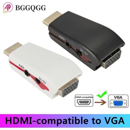 HDMI-compatible Female to VGA Male Converter 3.5mm Audio Cable Adapter 1080P HD Video Output for PC Laptop TV Monitor Projector