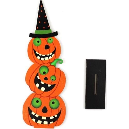 Spooky 3 Pumpkin Witch Hat Wooden Sign Halloween Party Table Topper Decoration
