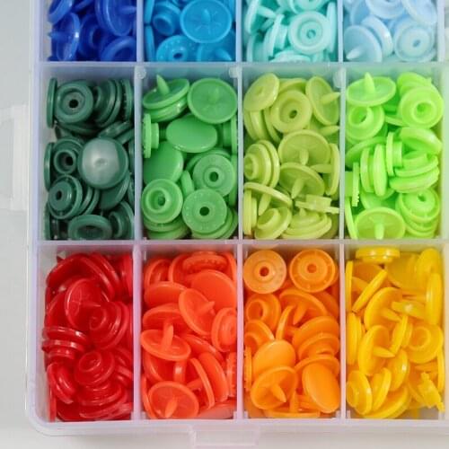 ABZS Snap Buttons Round Plastic Press Button Rainbow Color DIY Sewing Fastener for Baby Clothing Bibs Sewing Accessories