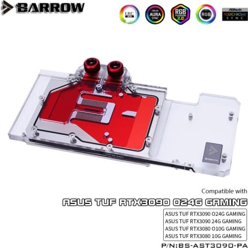 Barrow GPU Water Cooling Block For ASUS TUF RTX 3080 O10G GAMING ,Full Cover 5v ARGB GPU Cooler,BS-AST3090-PA