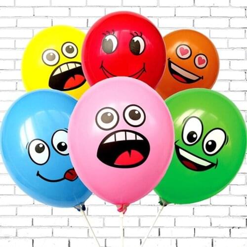 10pcs Cute Printed Big Eyes Smiling Face Latex Balloons Happy Birthday Party Decoration Inflatable Air Balloons for Kids Gift