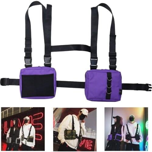 Fashion Hip Hop Streetwear Men Tactical Chest Rig Multi-pockets Waistcoat Chest Bag Vest Functional Waist Packs Bag Unisex