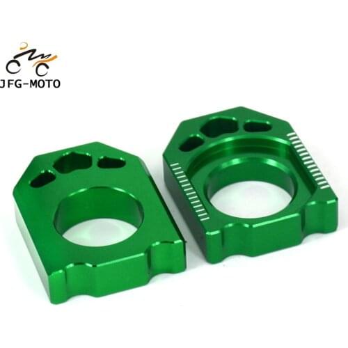 Motorcycle Aluminum CNC Rear Chain Adjuster Axle Blocks For KAWASAKI KX125 KX140 03-08 KX250F 04-16 KX450F 06-16 KLX450R 08-15