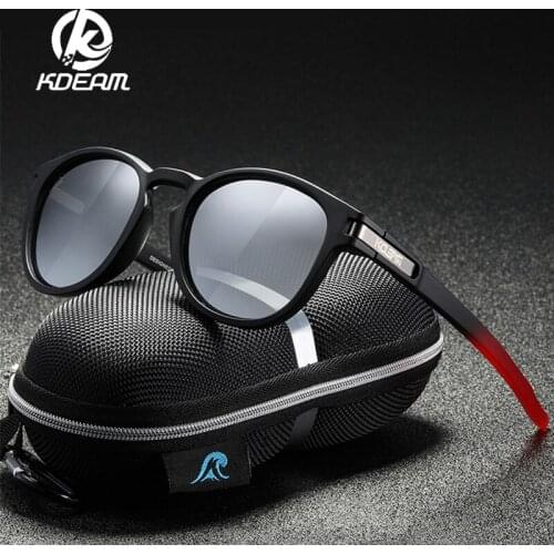 KDEAM Brand Classic Round Polarized Sunglasses For Men Women TR90 Frame Vintage Designer Sunglasses Mirror Shades Oculos De Sol