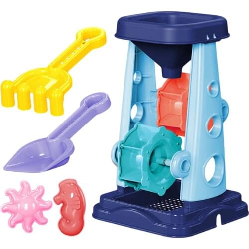 Childrens Beach Sand Toys Set Sand Wheel Toy Set With Spade Rake 2 Shape Molds Kids Outdoor Play Toy For Sale