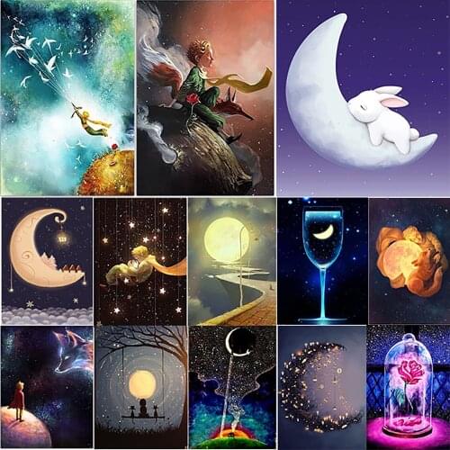 5D DIY Diamond Painting Kit Beautiful Moon Art Landscape Full Diamond Embroidery Mosaic Art Picture Rhinestone Home Decor Gift