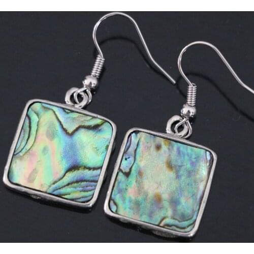 New Zealand fashion 18mm natural abalone shell square shape dangle earrings eardrop elegant women charms jewelry one pair B1156