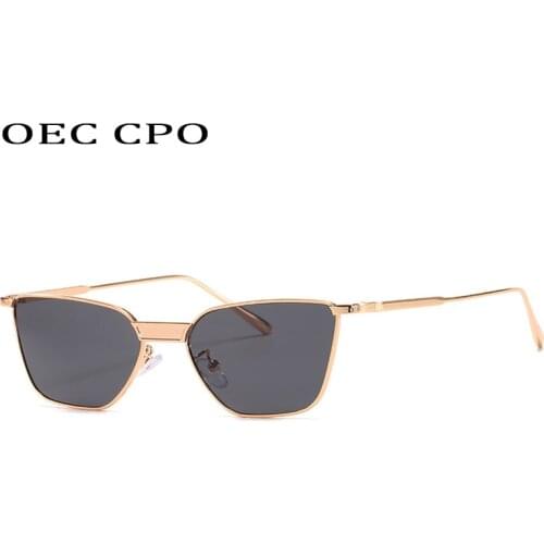 OEC CPO Small Alloy Square Sunglasses Women New Fashion Ultralight Men Sun Glasses For Female Elegant Punk Eyewear Party UV400