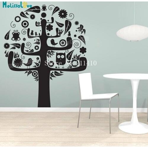 Huge Tree Wall Sticker Vinyl Abstract Bird Tree Decals Home Decor For Living Room 3D Self-adhesive Art Murals Unique Gift YY958