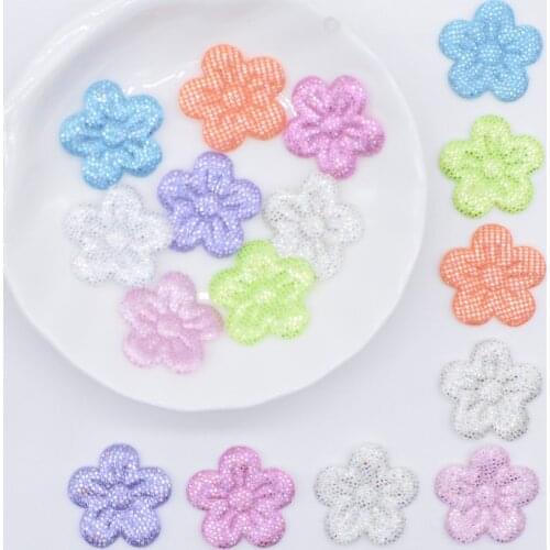 100Pcs 20mm Colorful Fabric Flower Applique Padded Patches for DIY Wedding Festival Clothes Hat Headwear Hairpin Bow Decor P74